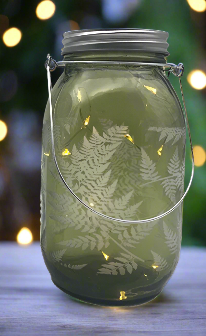 Fern Mason Jar with Lights