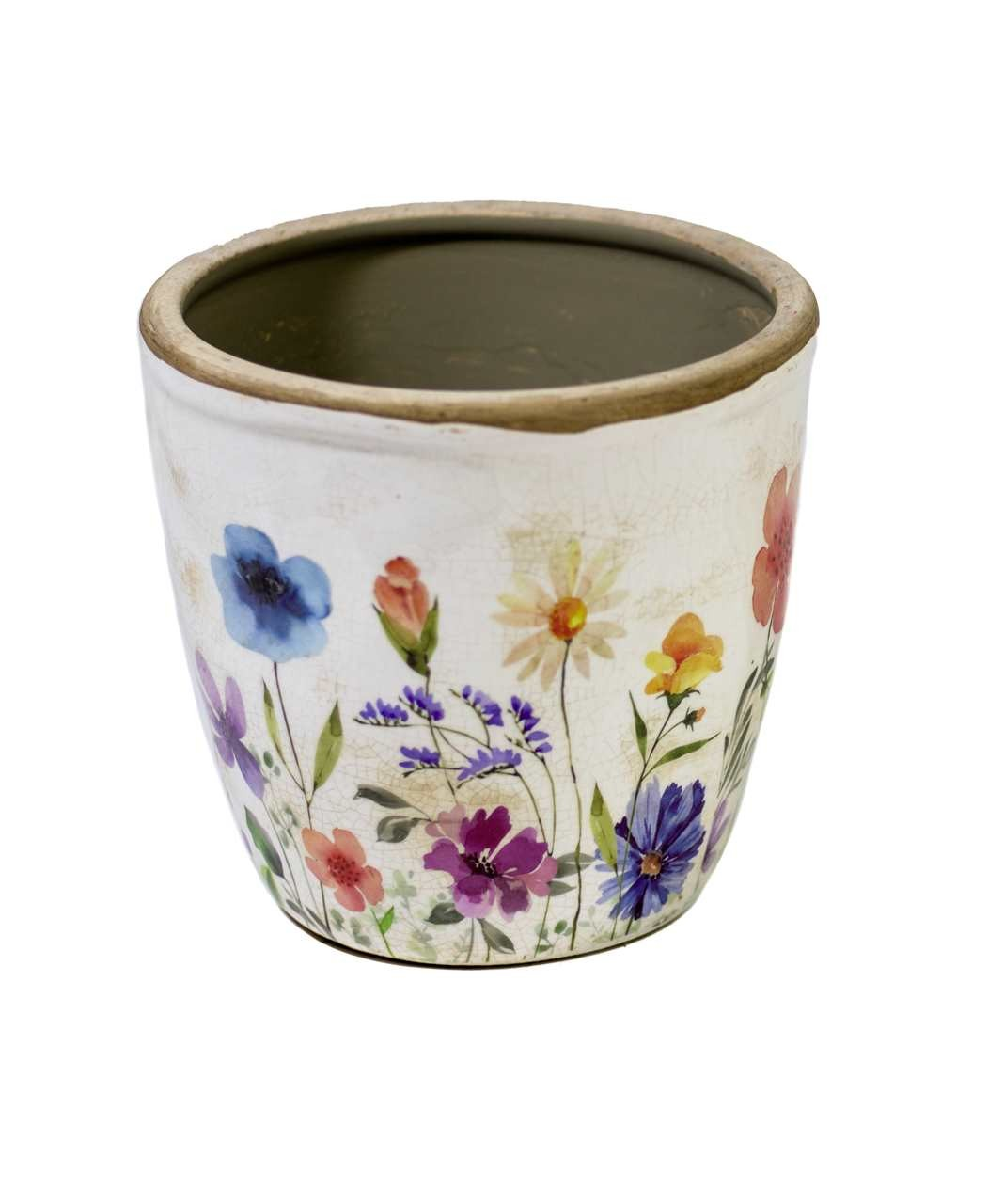 White Floral Flower Pots