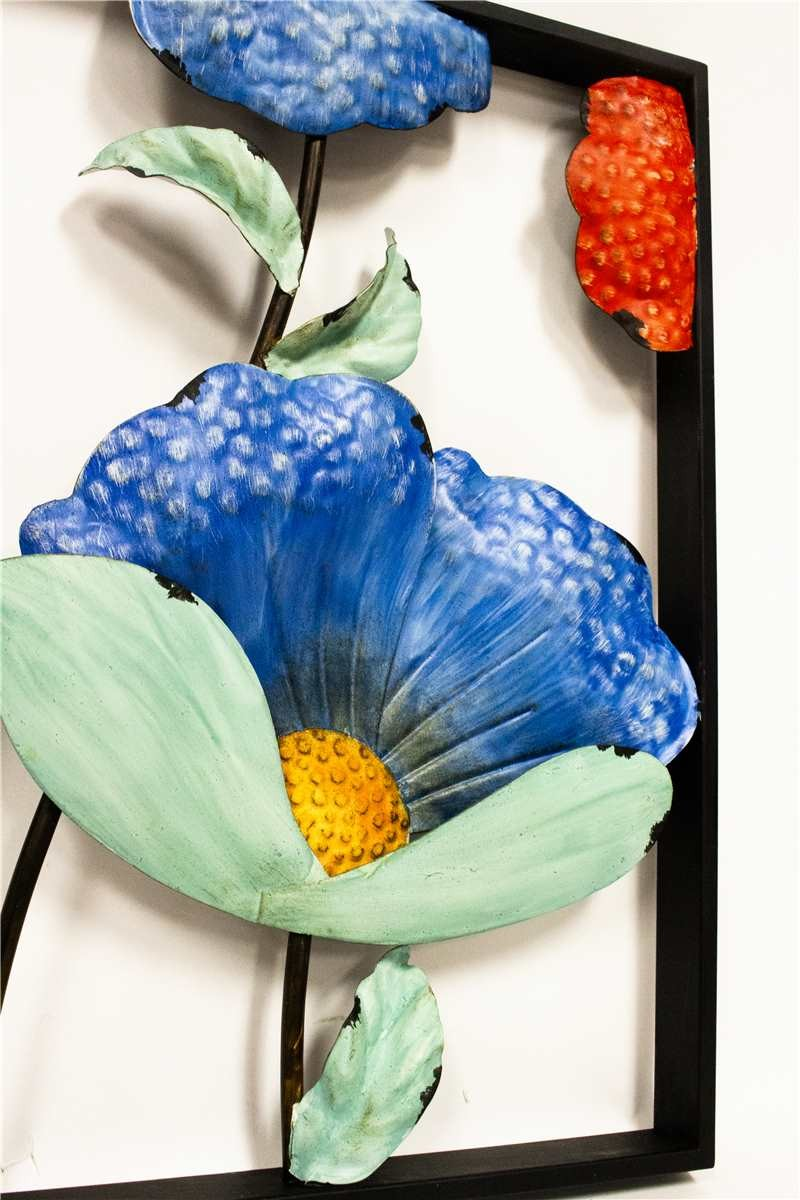 Flowers in Black Frame - Metal Wall Decor