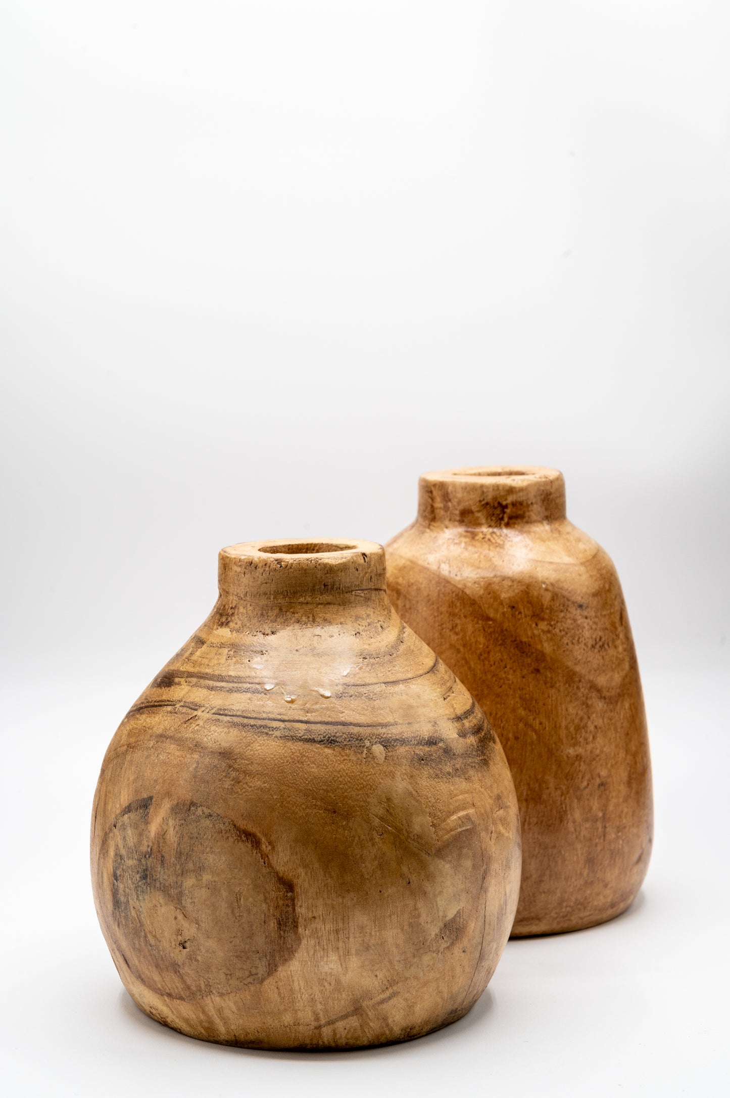 Carved Wood Vase - 9.5"