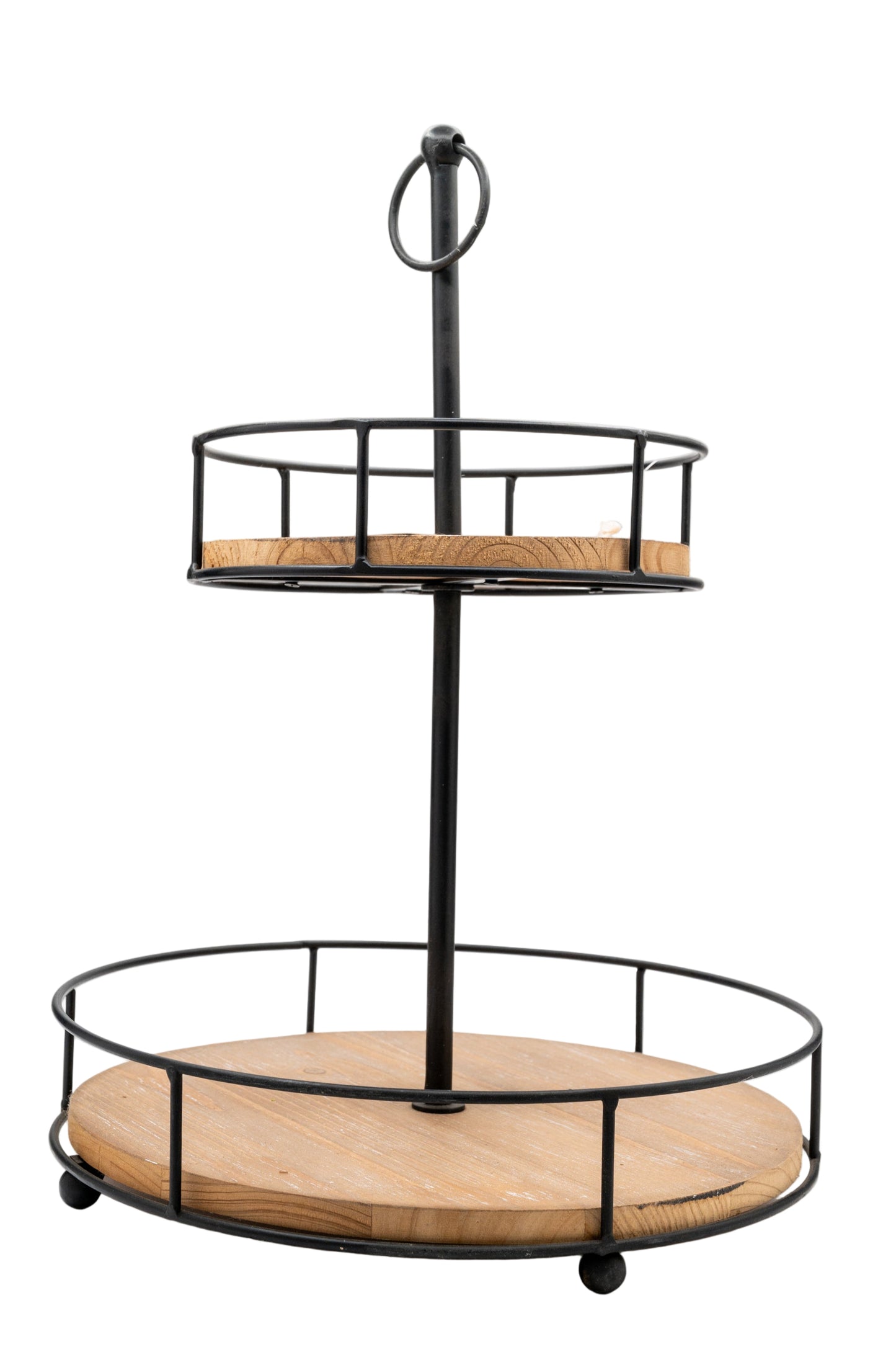2 Tier Metal & Wood Tray