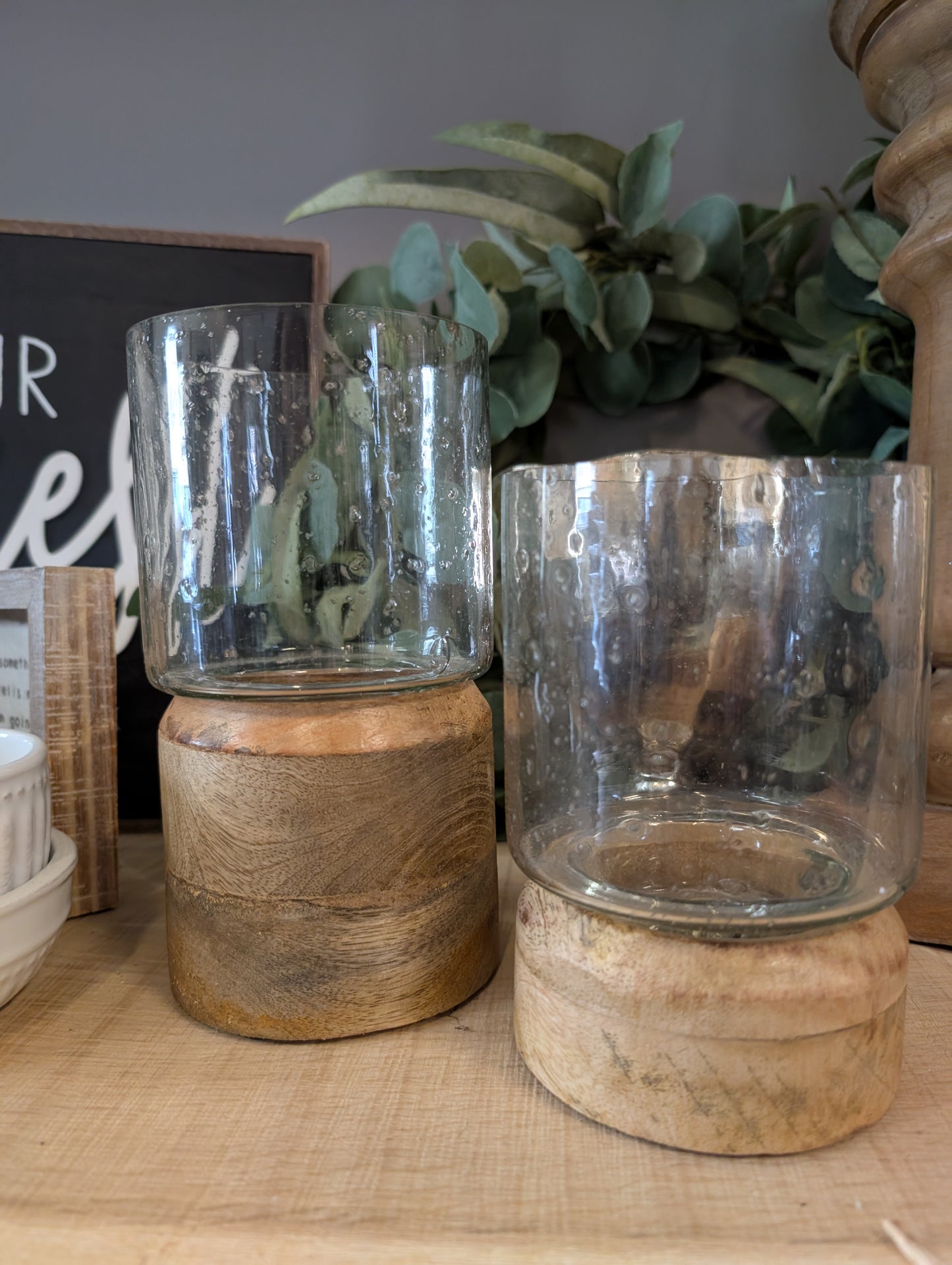 Wood Base Candleholder - Small