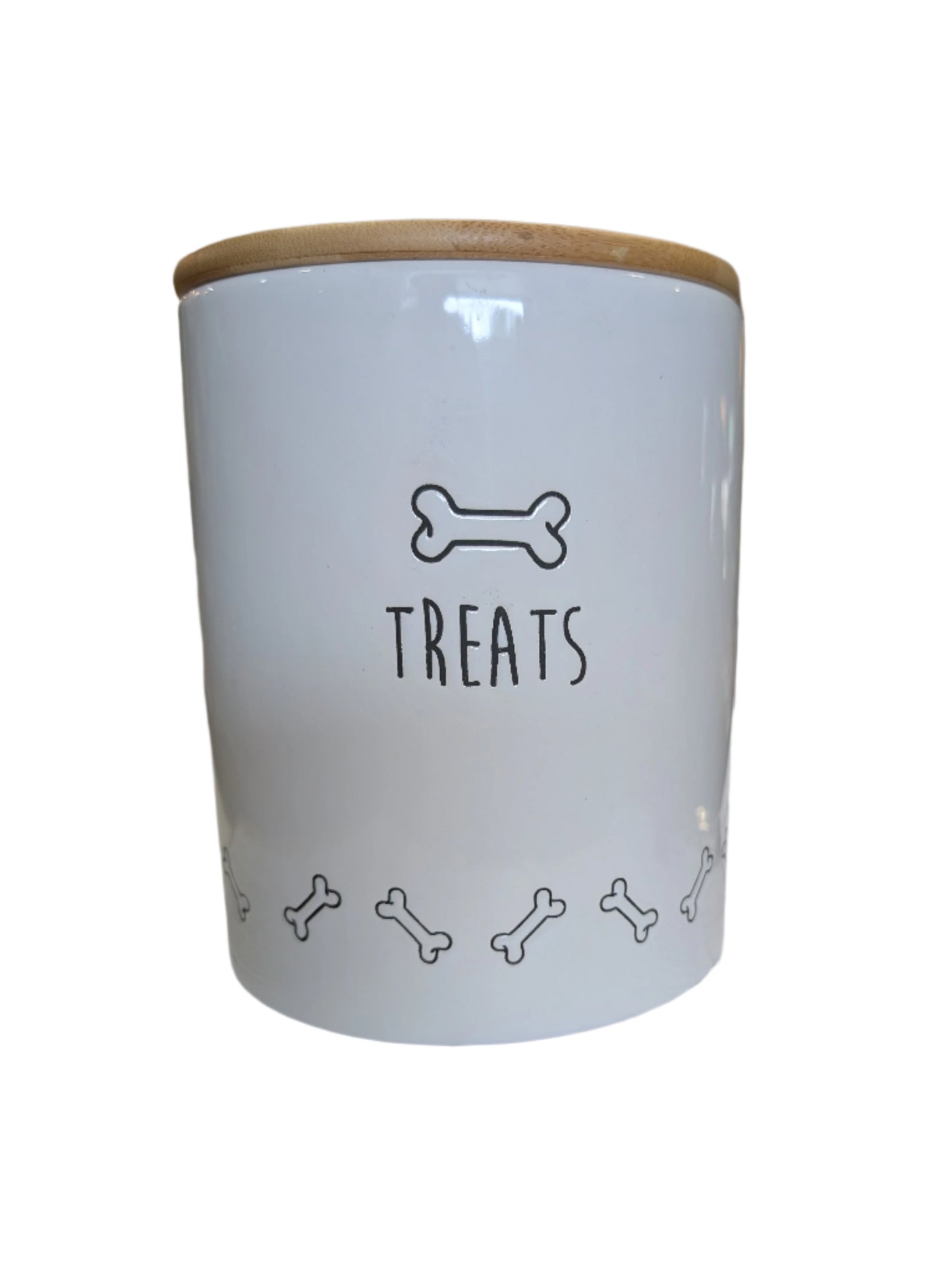 Dog Treats Ceramic Jar with Wood Lid