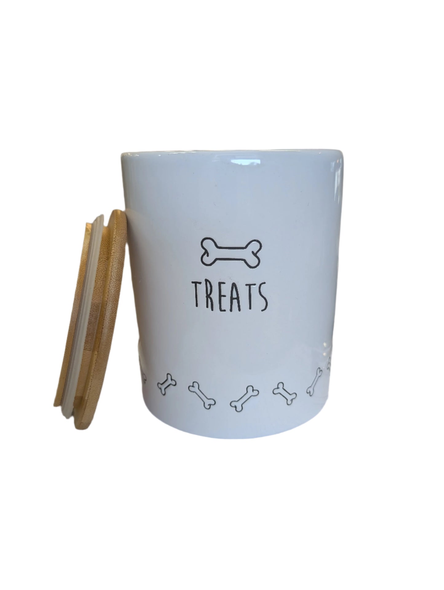Dog Treats Ceramic Jar with Wood Lid