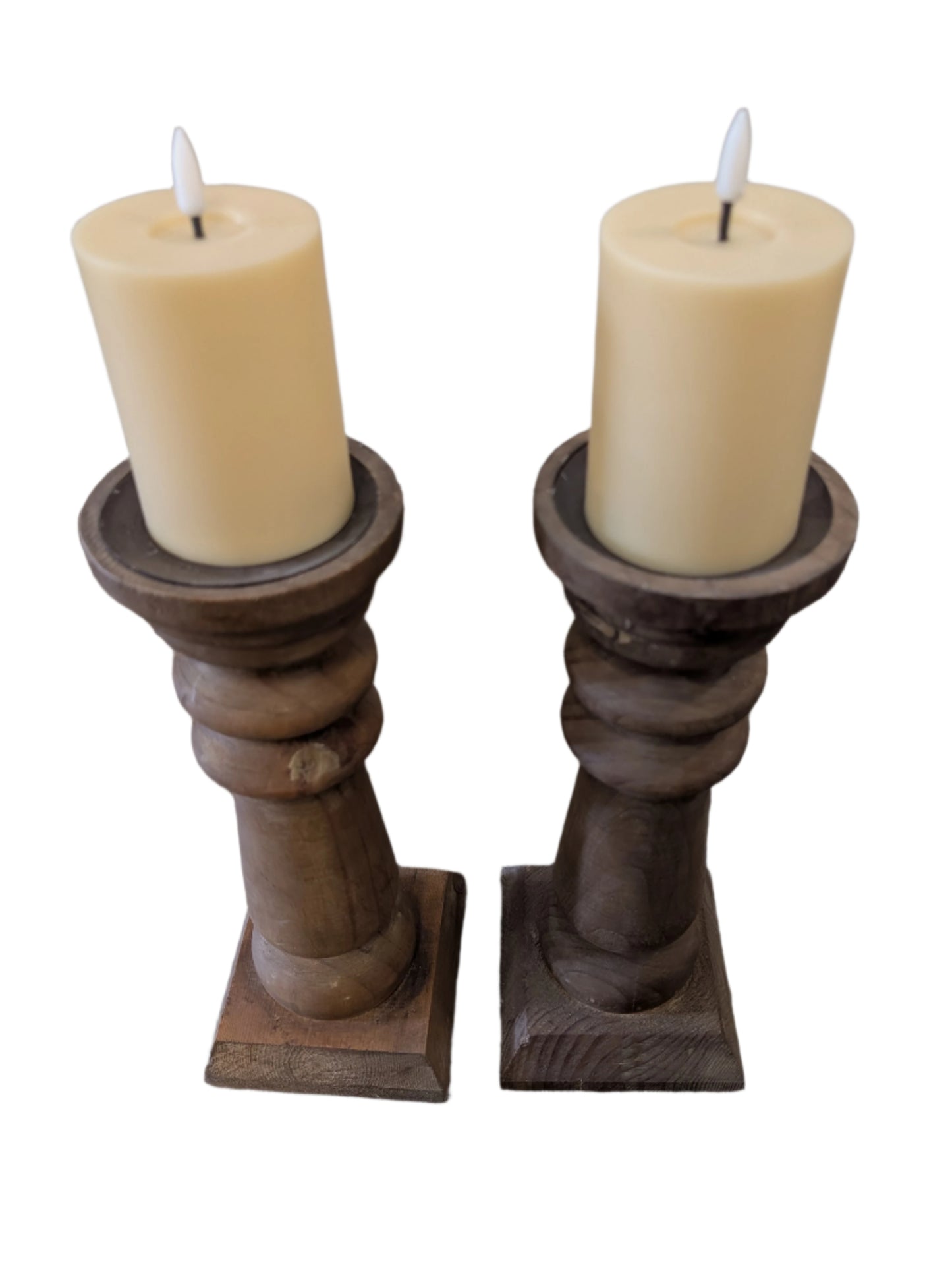 Rustic Wood Candlesticks