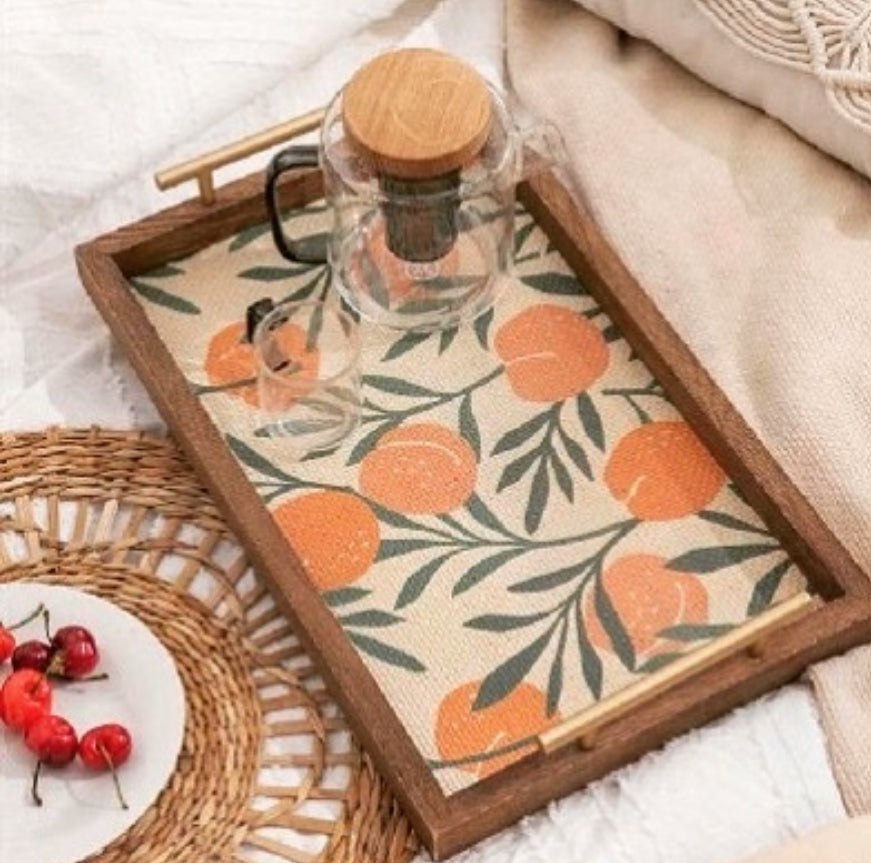 Peach Vine Fabric Tray