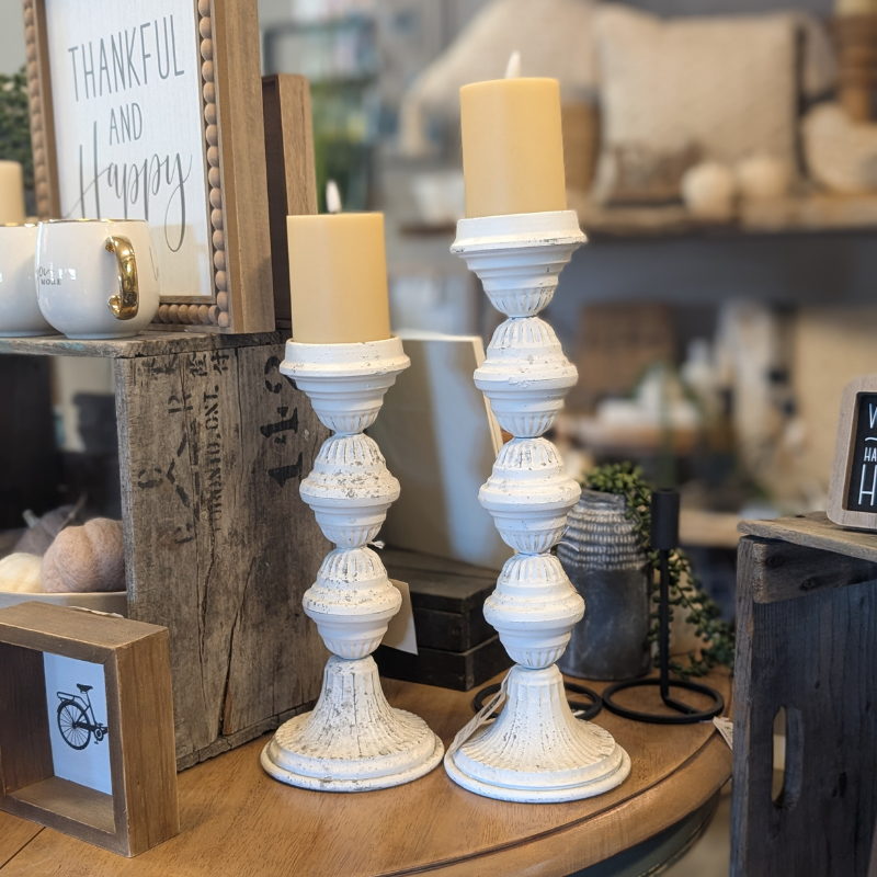 White Candle Holders