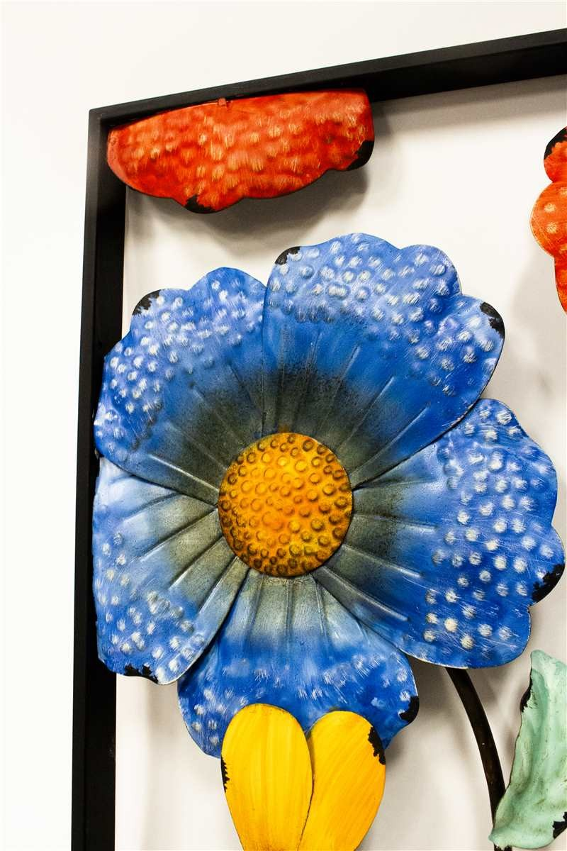 Flowers in Black Frame - Metal Wall Decor