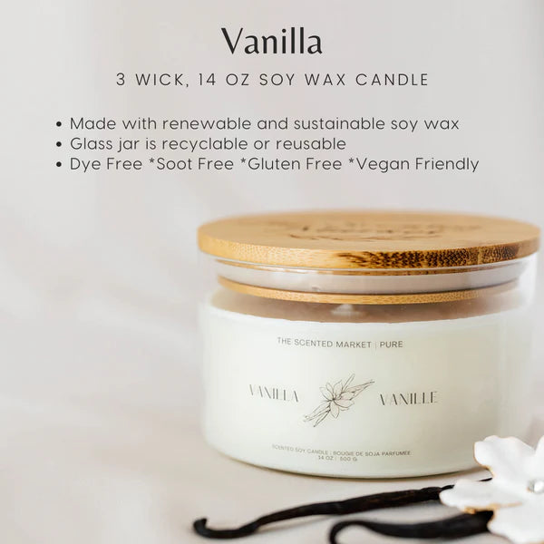 Pure VANILLA - Soy Wax Candle 14 oz