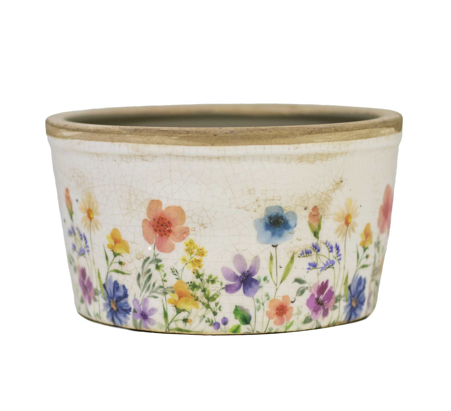 White Floral Flower Pots