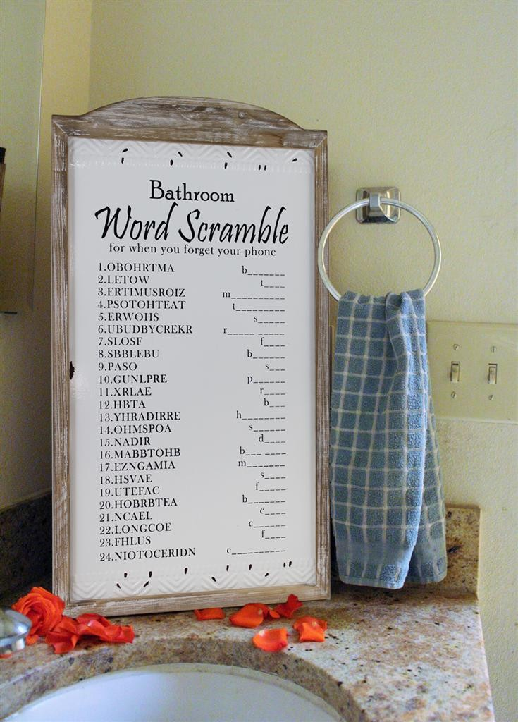 Bathroom Word Scramble - Sign