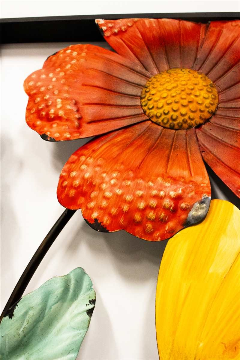 Flowers in Black Frame - Metal Wall Decor