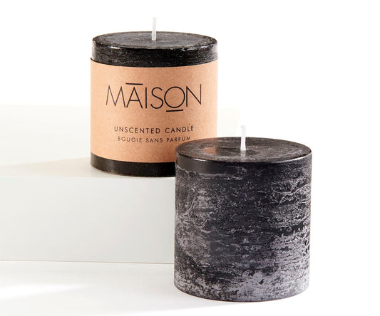 3x3 Rustic Pillar Candle - Black