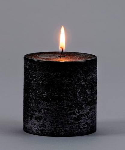 3x3 Rustic Pillar Candle - Black