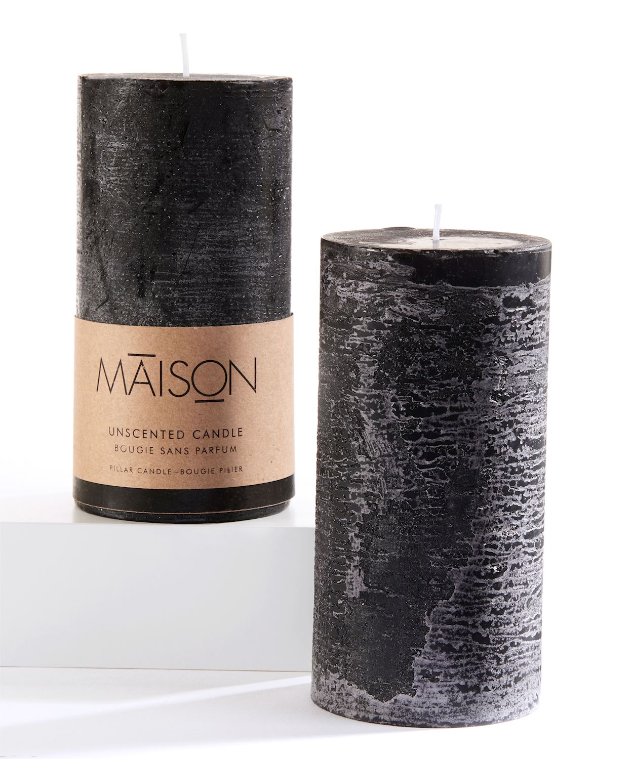 3X6 Rustic Pillar Candle - Black