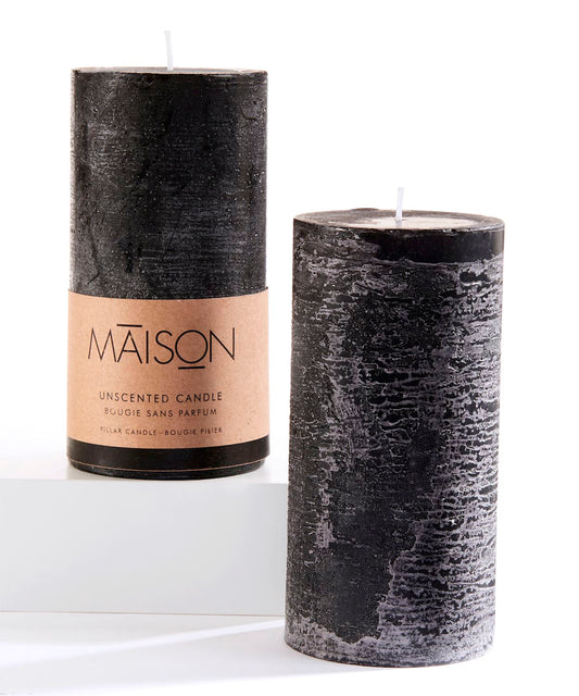 3X6 Rustic Pillar Candle - Black