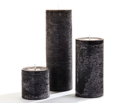 3X6 Rustic Pillar Candle - Black