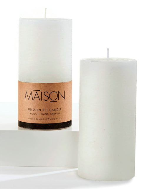 3X6 Rustic Pillar Candle - White
