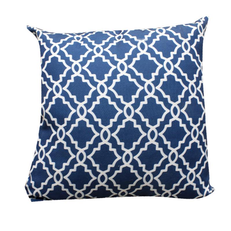 Navy Lattice Outdoor Pillow 45x45cm