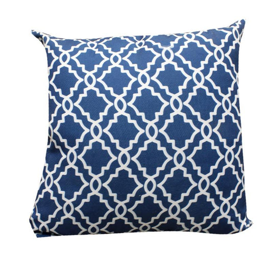 Navy Lattice Outdoor Pillow 45x45cm