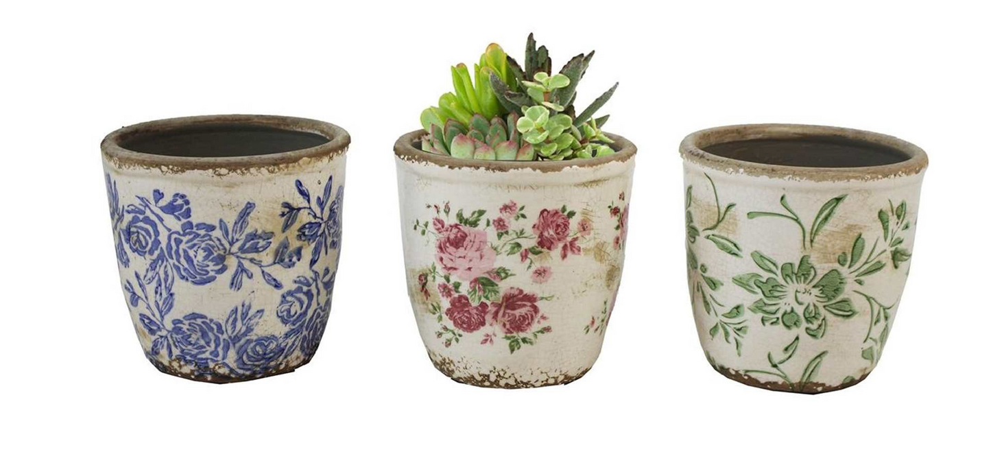 Floral Cement Pots