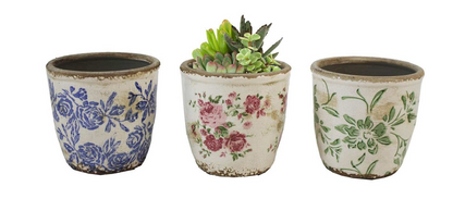 Floral Cement Pots