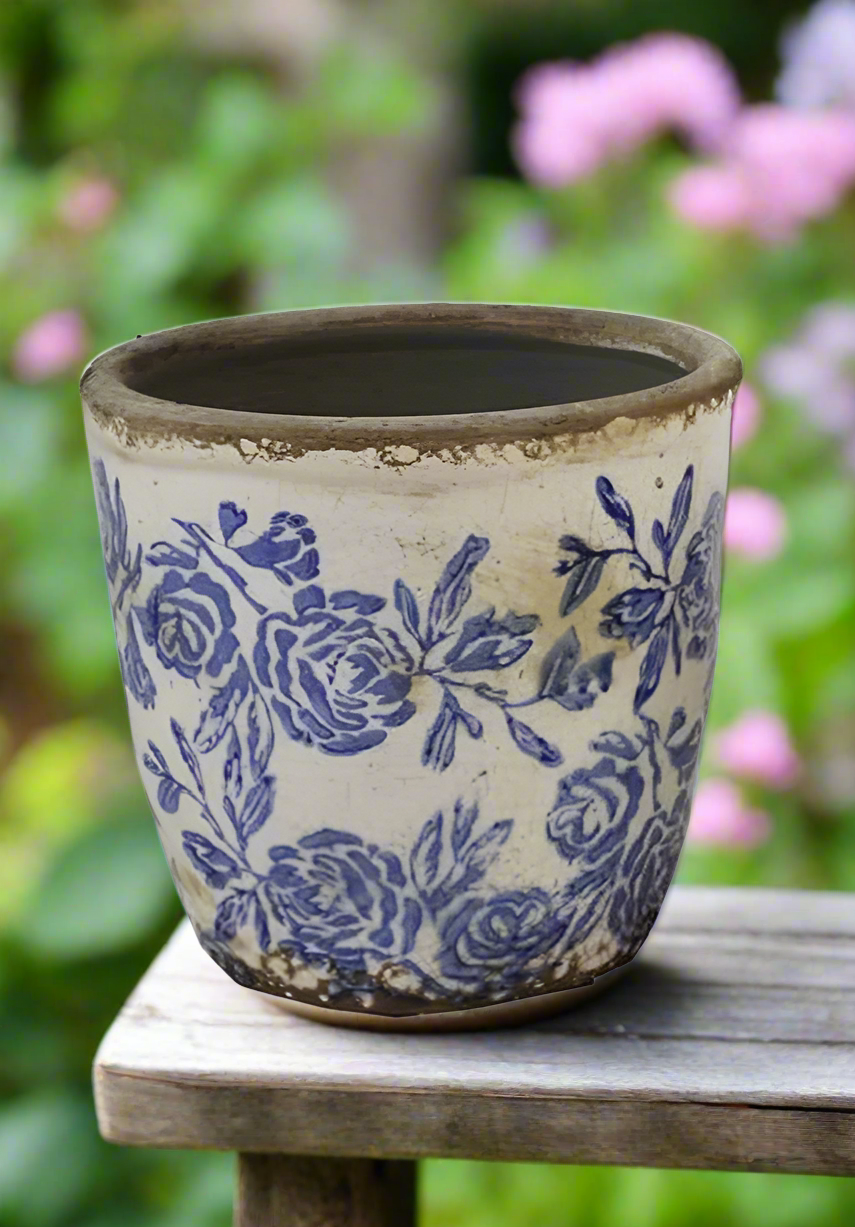 Floral Cement Pots