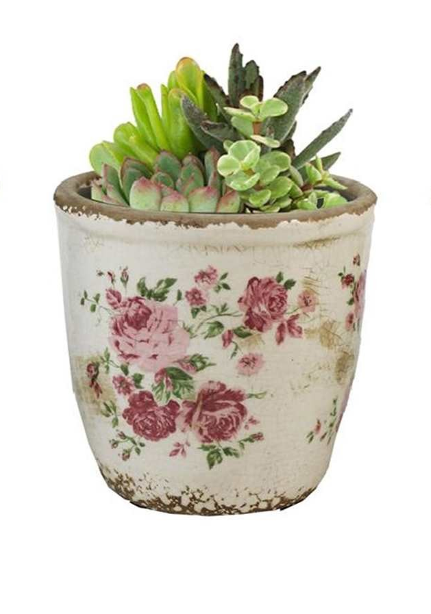 Floral Cement Pots
