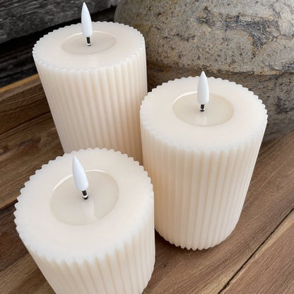 Cream Solid Stripe 5" LED Candle