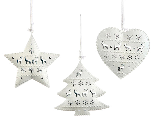 White Metal Christmas Ornament