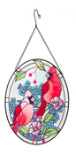 Summer Bird Stained Oval Glass Wall Decor