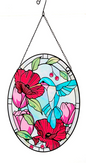 Summer Bird Stained Oval Glass Wall Decor