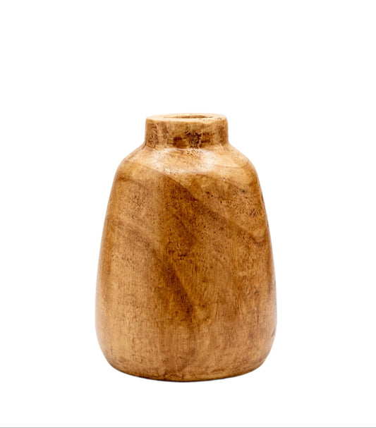 Carved Wood Vase - 9.5"