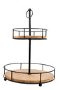 2 Tier Metal & Wood Tray