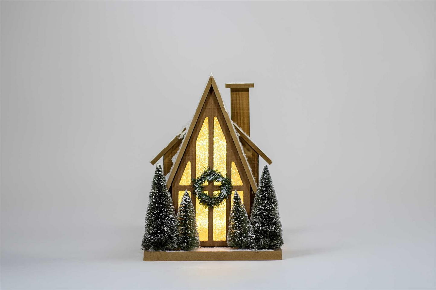 LED Small House with Faux Greenery