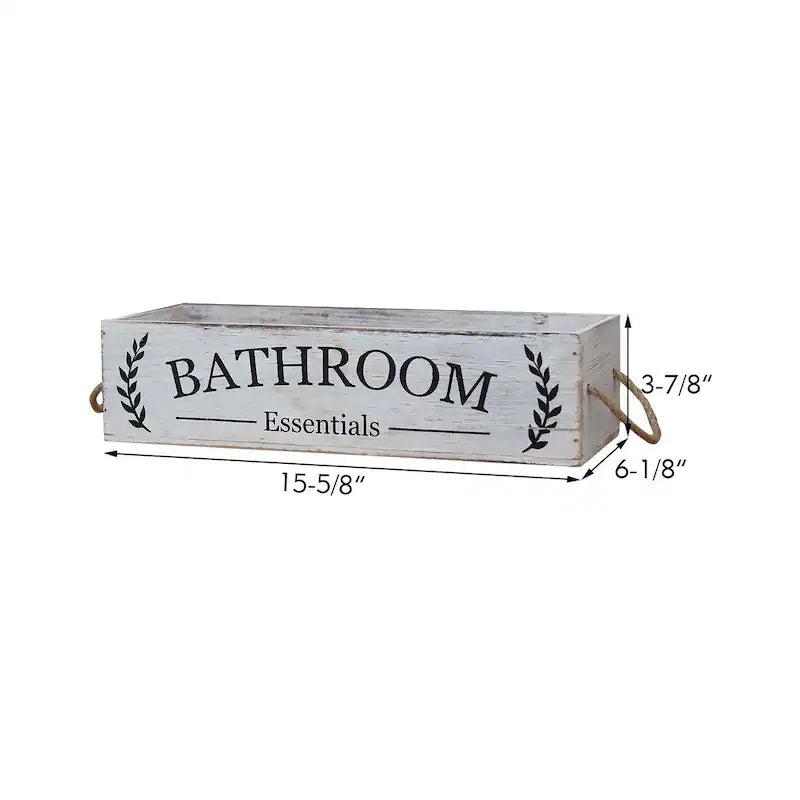 Bathroom Essentials Wood Box with Rope Handles