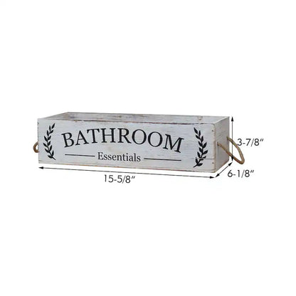 Bathroom Essentials Wood Box with Rope Handles