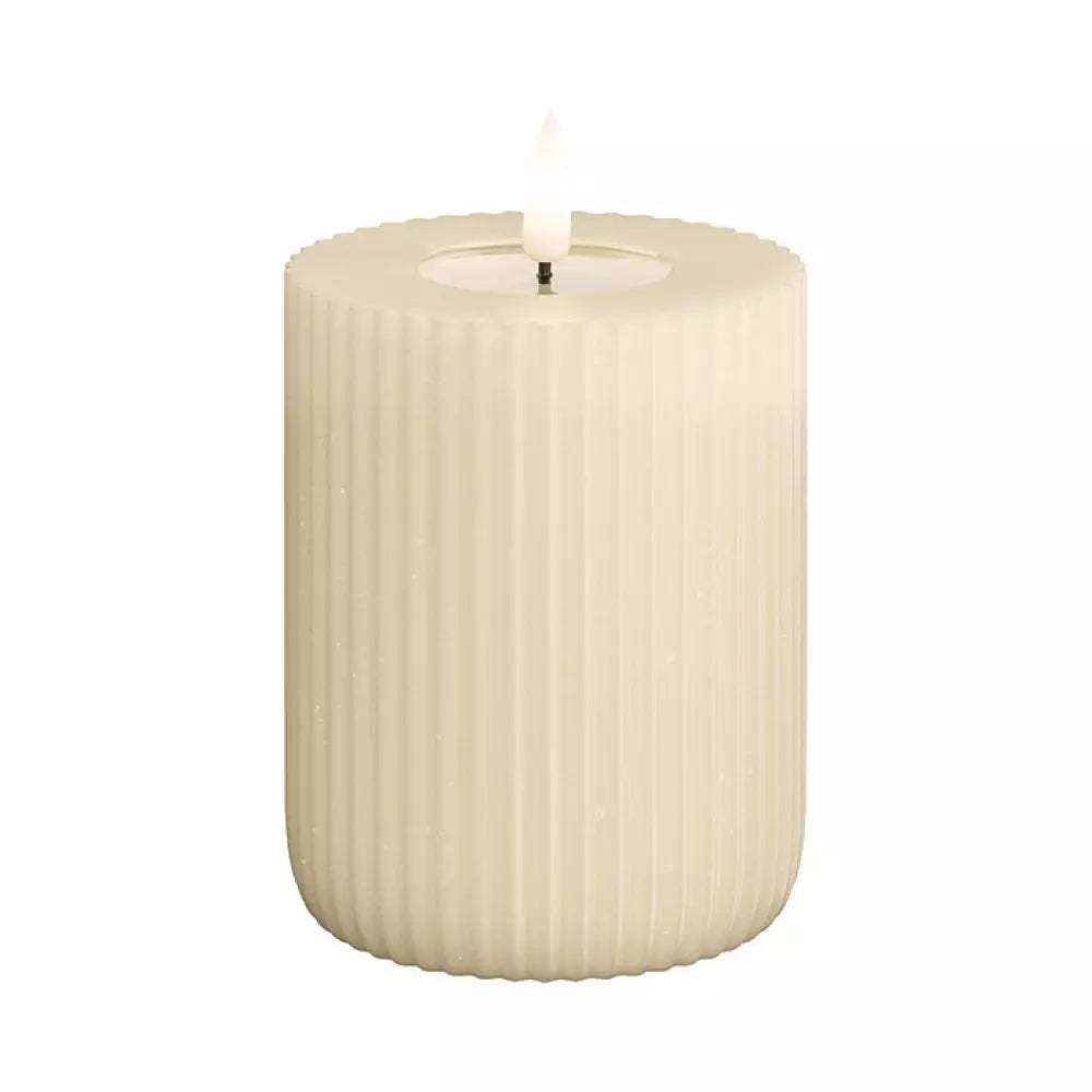 Cream Solid Stripe 4" LED Candle