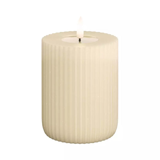 Cream Solid Stripe 4" LED Candle