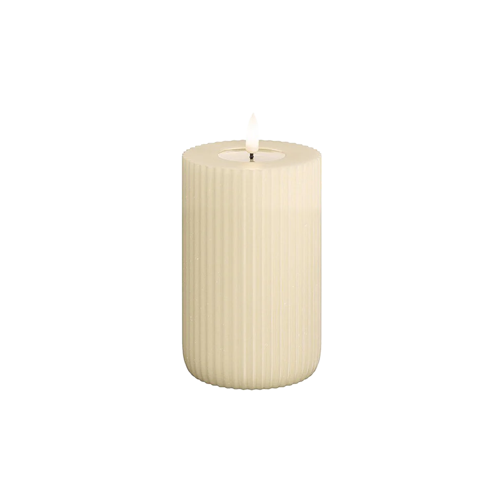 Cream Solid Stripe 5" LED Candle