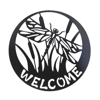 Dragonfly Welcome Sign - Metal