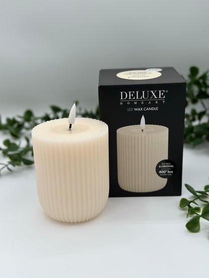 Cream Solid Stripe 4" LED Candle