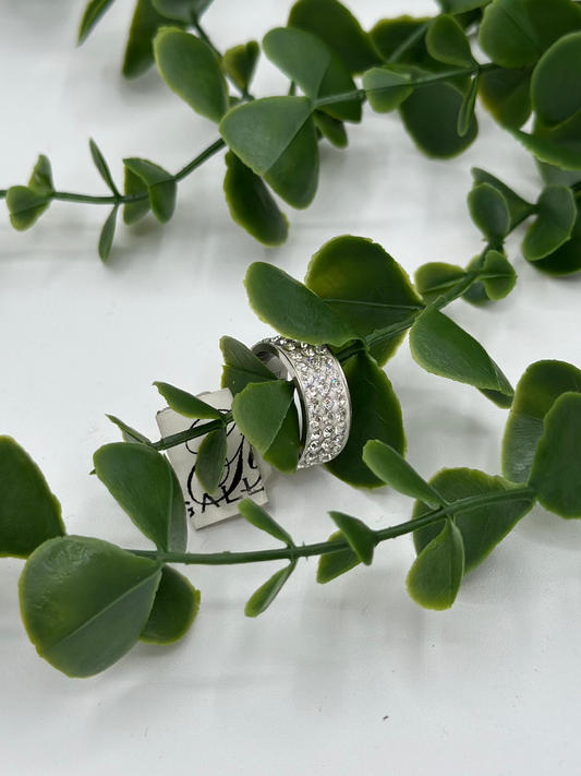 Triple-Layer Cubic Zirconia Ring