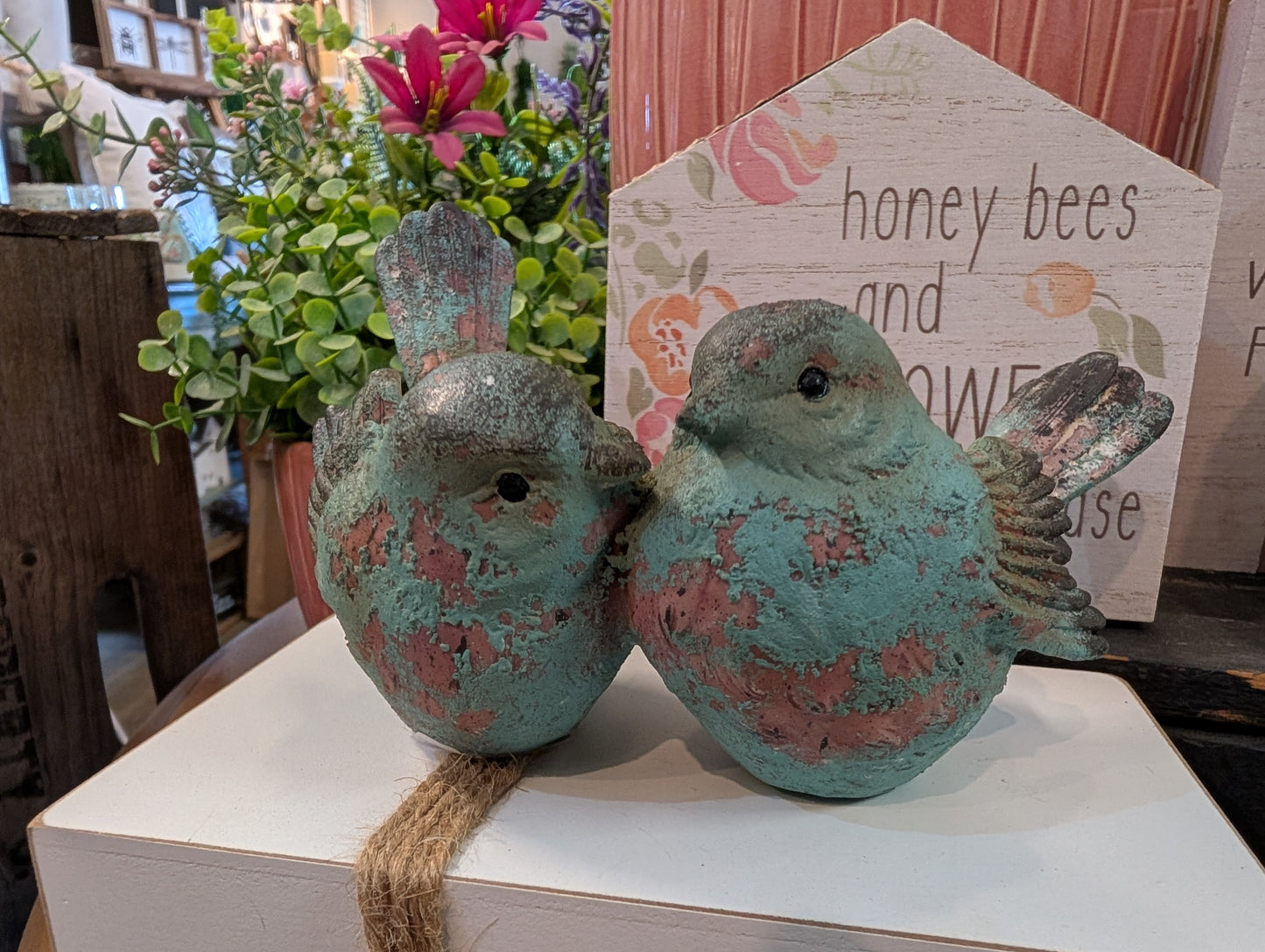 Rustic Bluebird Figurine - Double