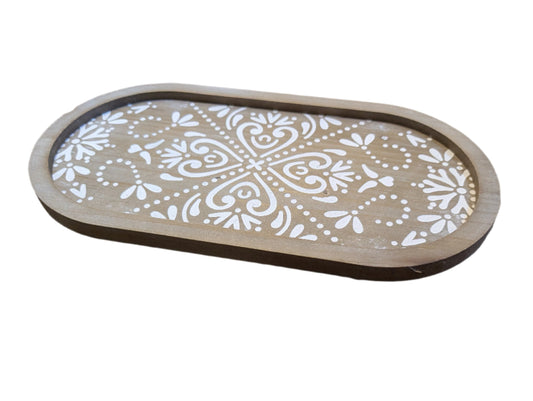 Stencil Painted Oval Tray