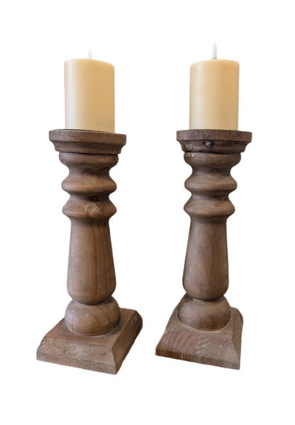 Rustic Wood Candlesticks