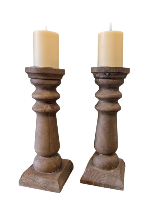 Rustic Wood Candlesticks