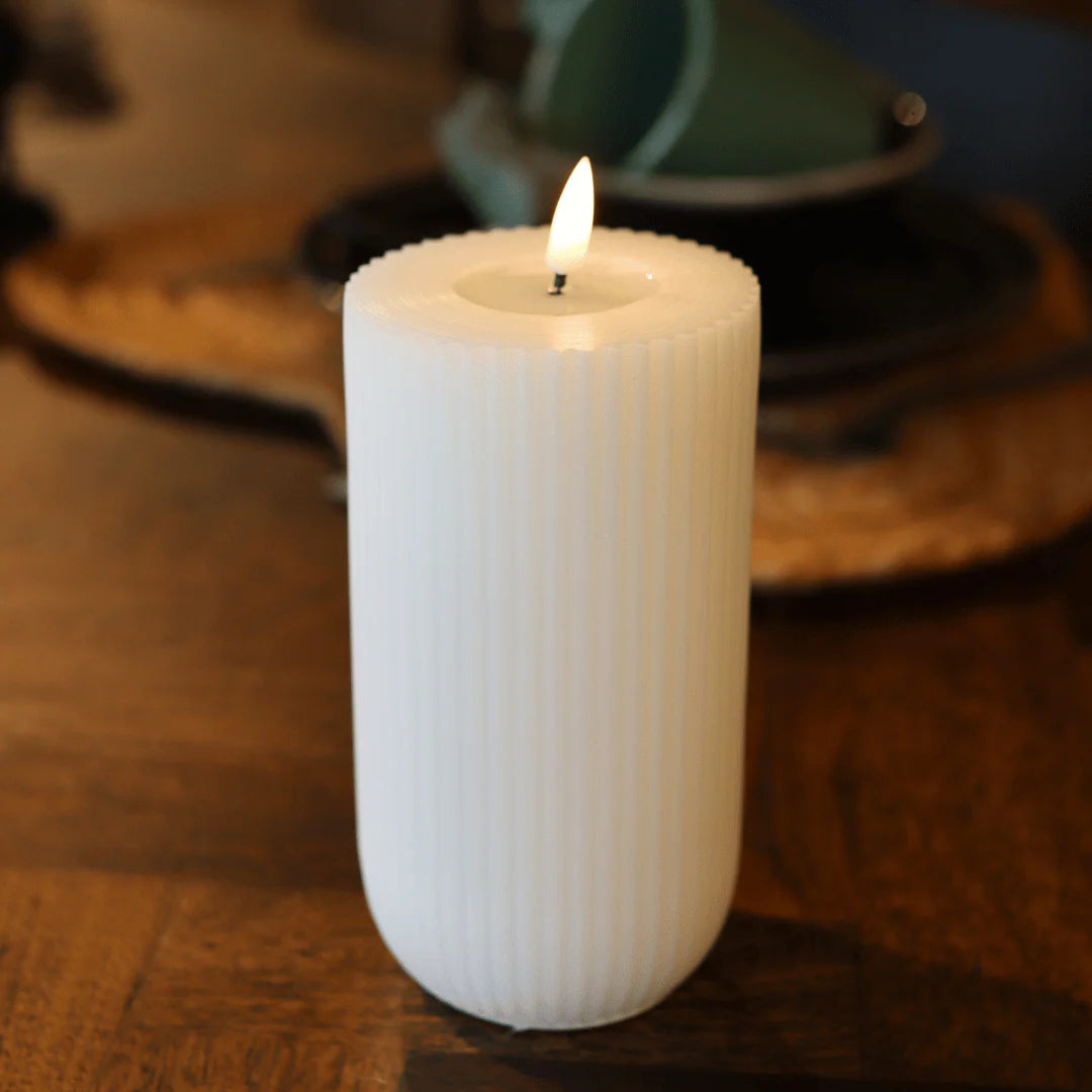 Cream Solid Stripe 5" LED Candle