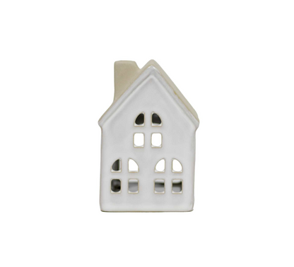Beige Stoneware House Candleholder