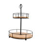 2 Tier Metal & Wood Tray